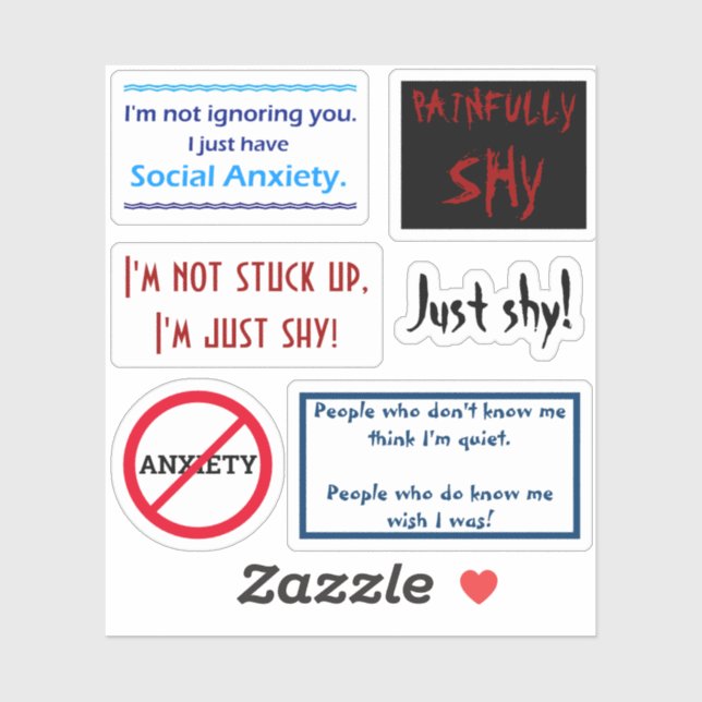 Social Anxiety set #1 Custom-Cut Vinyl Sticker (Sheet)