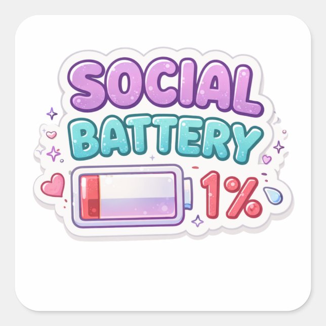 Social Battery 1% Introvert Sticker (Front)