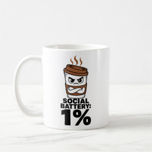 Social Battery 1% Mug Funny Introvert Gift