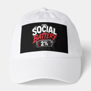 Social Battery 2% Funny Introvert Quote Hat