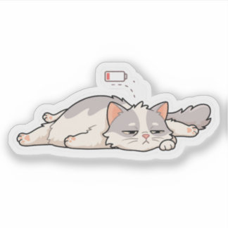Social Battery Cat Funny Introvert Sticker