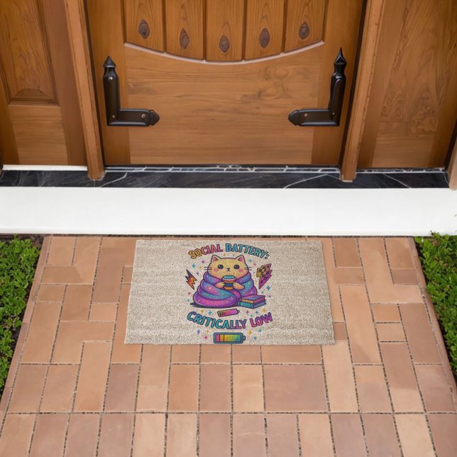 Social Battery Critically.... Fiber Doormat (Insitu (Outdoor))