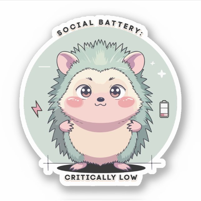 Social Battery Critically Low – Relatable Mood Sticker (Front)