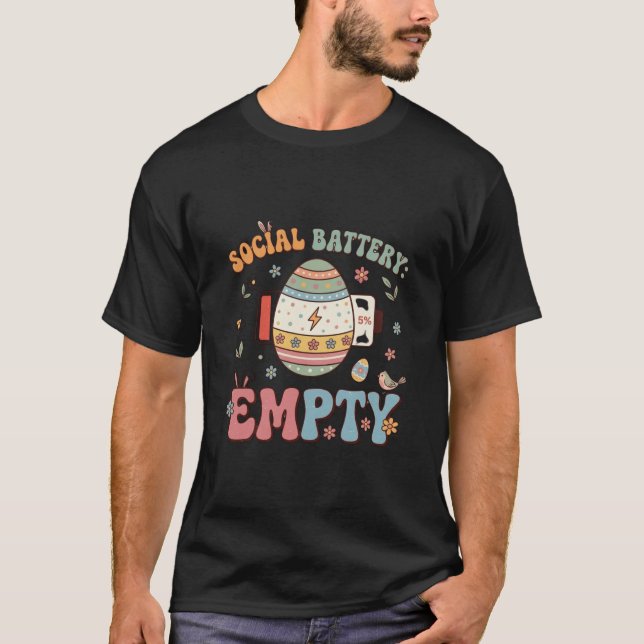 Social Battery Empty Funny Easter Introvert T-Shirt (Front)
