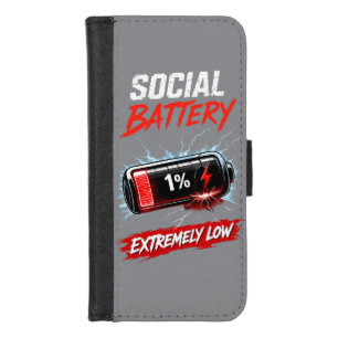 Social Battery Extremely Low – Funny Introvert iPhone 8/7 Wallet Case