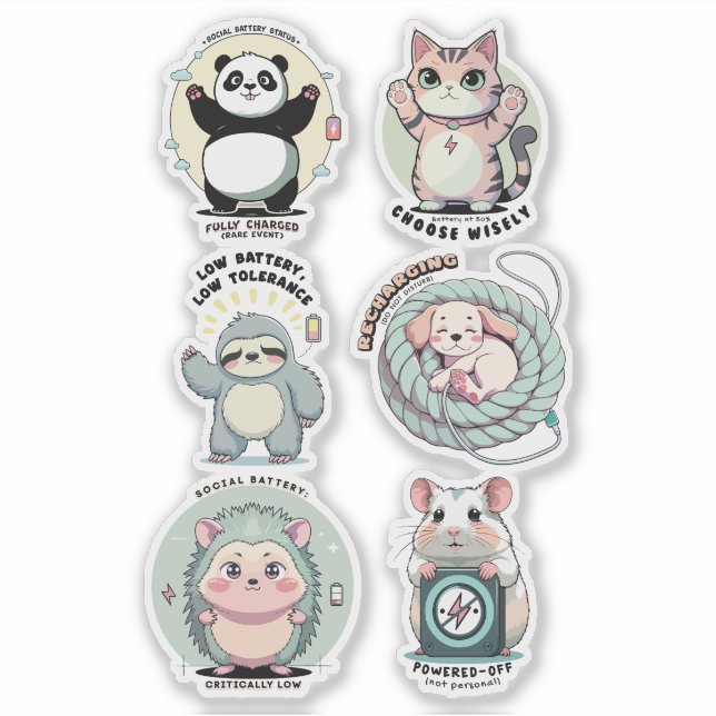 Social Battery Levels Sheet | Introvert Humor  Sticker (Front)