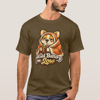 Social Battery Low Corgi T-Shirt Introvert Gift