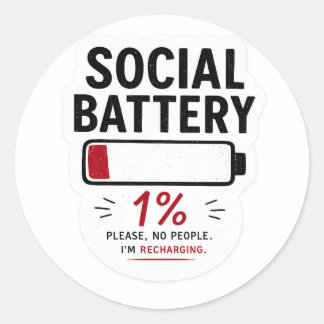 Social Battery Low Funny Introvert Sticker | Minim