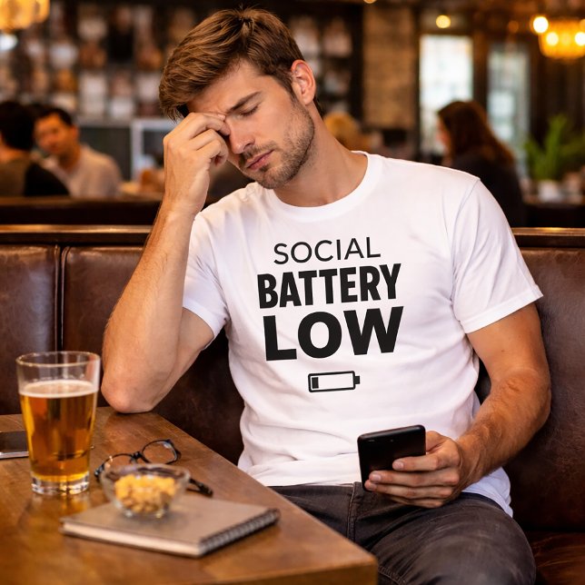 Social Battery Low Funny Introvert T-Shirt (Creator Uploaded)