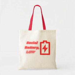 Social Battery Low Introvert Funny Minimalist Tote Bag