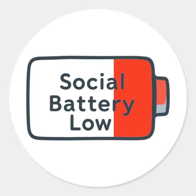 Social Battery Low – Laptop Sticker (Front)
