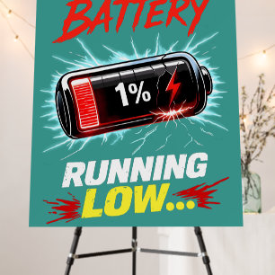 Social Battery Running Low Funny Introvert Shirt Foam Board