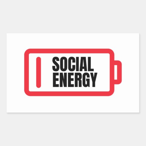 Social Battery Social Energy Introvert  Rectangular Sticker