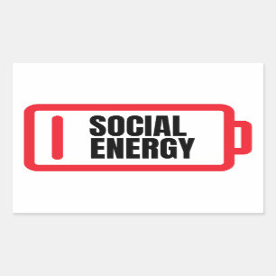 Social Battery Social Energy Introvert  Rectangular Sticker