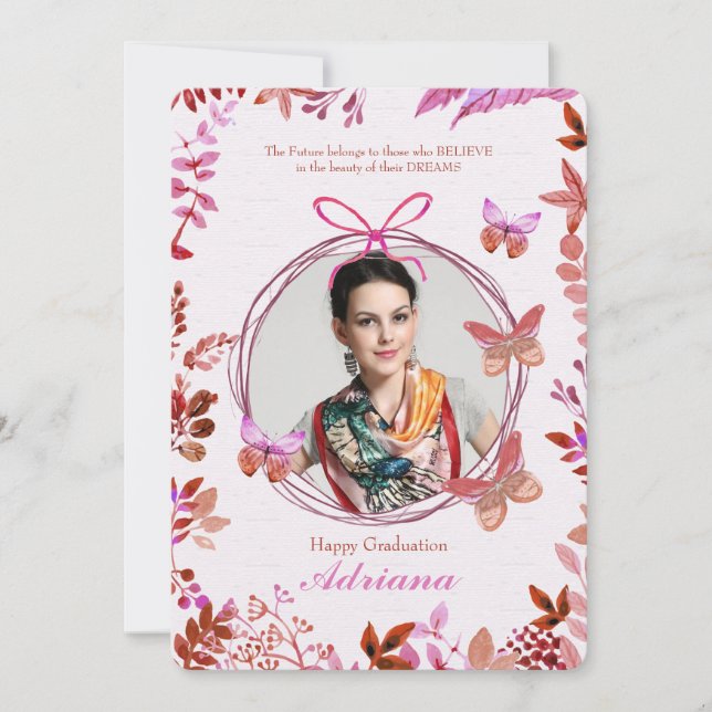 Social Butterflies Photo Graduation Invitation (Front)