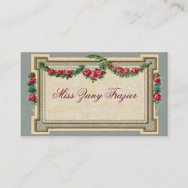 Social Calling Card, Antique Roses (Front)