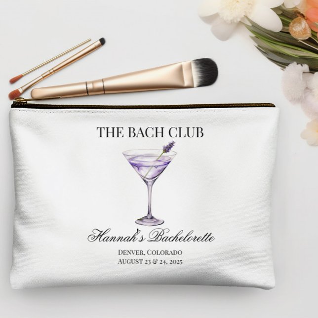 Social Club Lavender Cocktail Girls Trip Small Accessory Pouch (Social Club Cocktail Series, Lavender Cocktail. Customizable Wording)
