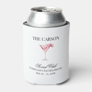 Social Club Pink Cocktail Bachelorette Party Can Cooler