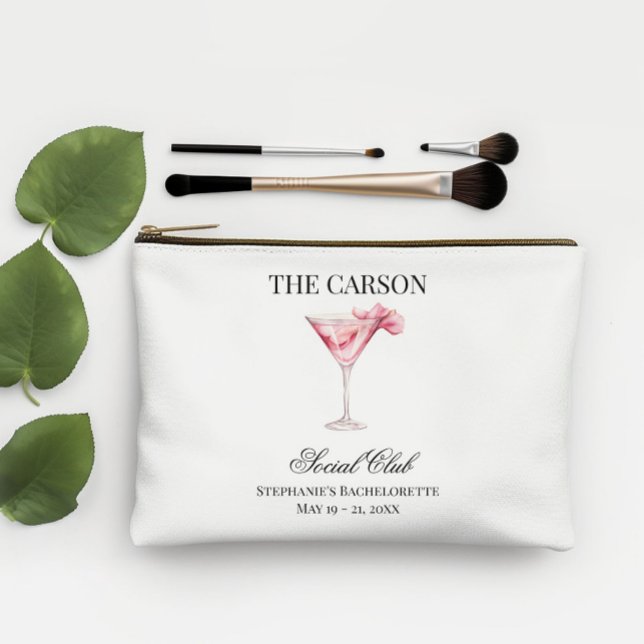 Social Club Pink Cocktail Bridesmaids Make-up Accessory Pouch (Wording is fully customizable.)