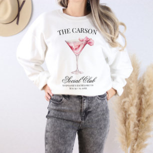 Social Club Pink Cocktail Floral Bachelorette Sweatshirt