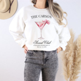 Social Club Pink Cocktail Floral Bachelorette Sweatshirt