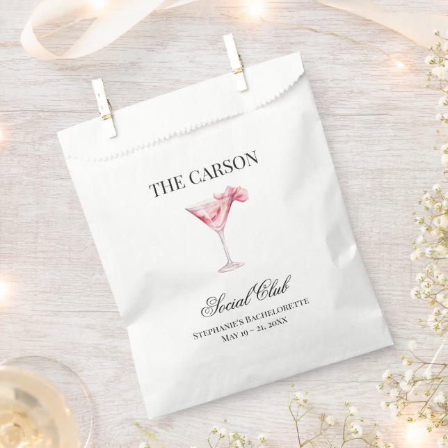 Social Club Pink Cocktail Hangover Kit Bach Party Favor Bag (Clipped)