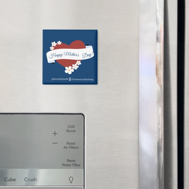 Social Connect Red Heart Happy Mother's Day Magnet (In Situ (Fridge))