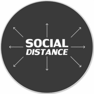 Social Distance arrows black floor circle sign Sticker