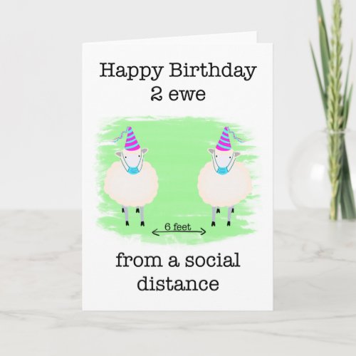 Social distance birthday funny quarantine card