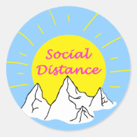 Social Distance Classic Round Sticker