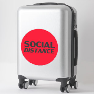 Social Distance covid red large floor circle sign Sticker