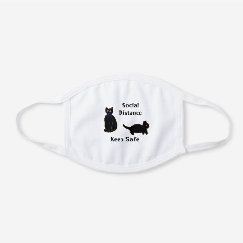 Social Distance Cute Pet Cats White Cotton Face Mask