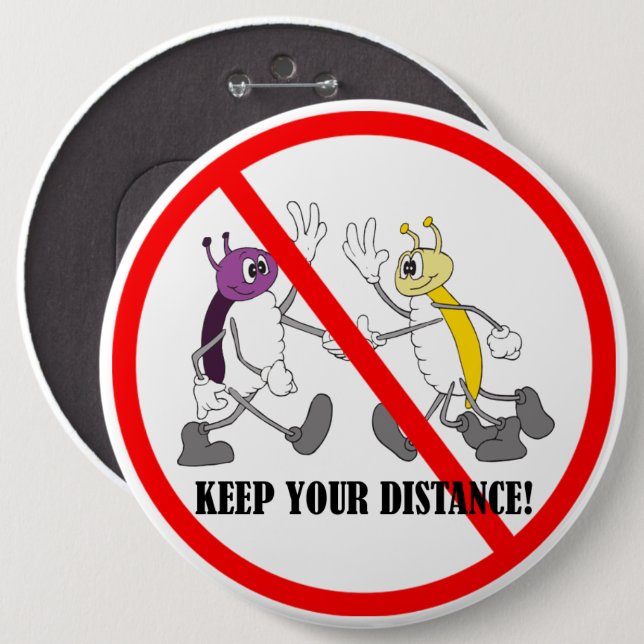 Social Distance Distancing Coronavirus  Covid-19 Button (Front & Back)