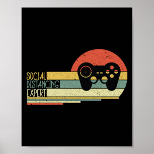 Social Distance Expert Gaming Vintage Video Gamer Poster
