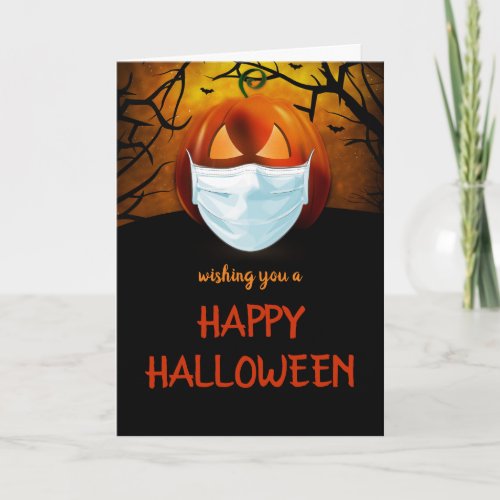 Social Distance Happy Halloween card