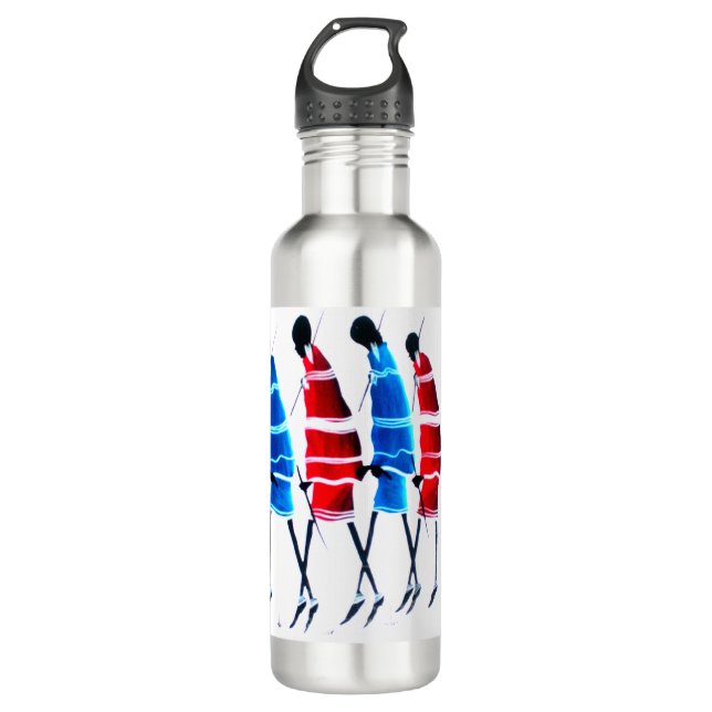 Social Distance Happy People Masai Morans Stainless Steel Water Bottle (Front)