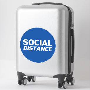 Social Distance modern blue circle floor sign Sticker