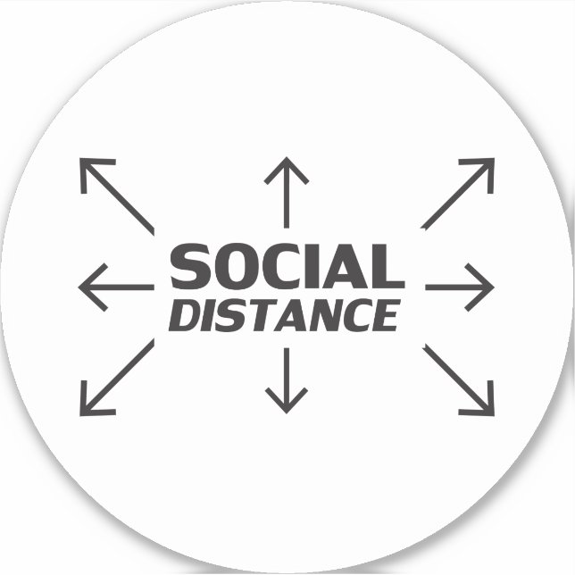 Social Distance modern text and arrows floor sign Sticker (Front)