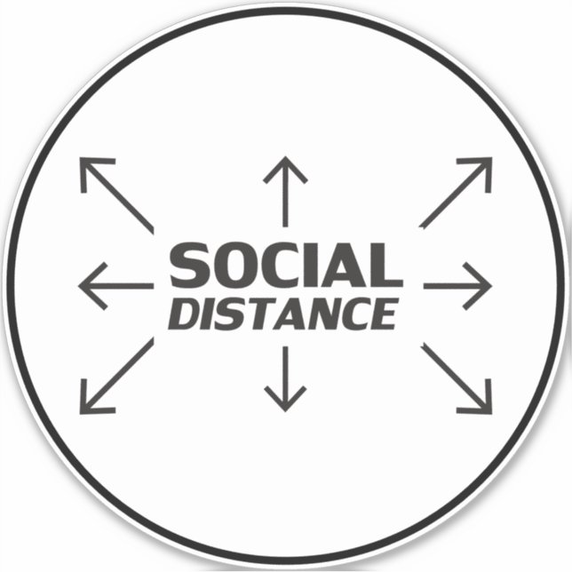 Social Distance modern typography circle sign Sticker (Front)