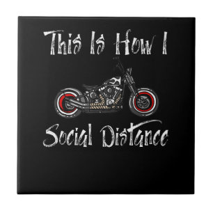 Social Distance Motorcycle Biker Riding Ceramic Tile