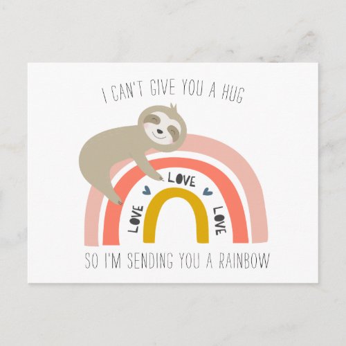Social Distance Sending You a Rainbow Sloth Postcard