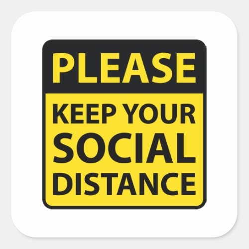 Social Distance Square Sticker