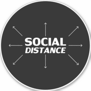 Social Distance typography black floor circle sign Sticker