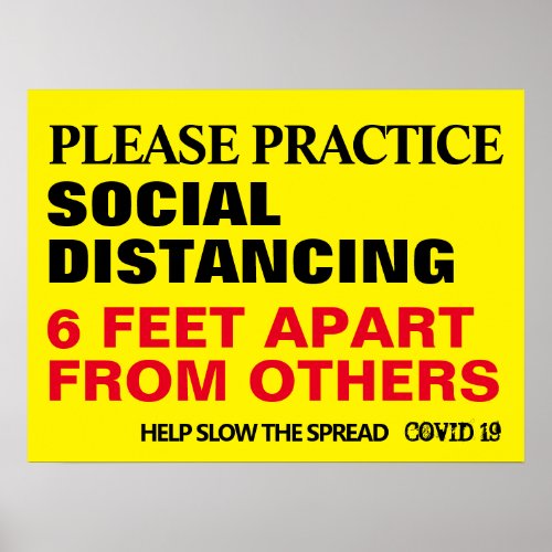 Social Distancing 6 Feet Apart Covid 19 Safety Poster