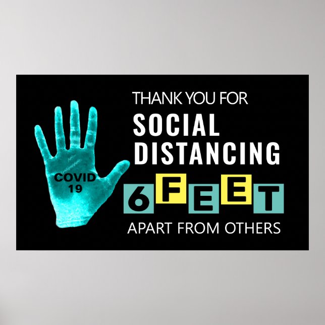 Social Distancing 6 Feet Covid 19 Poster (Front)