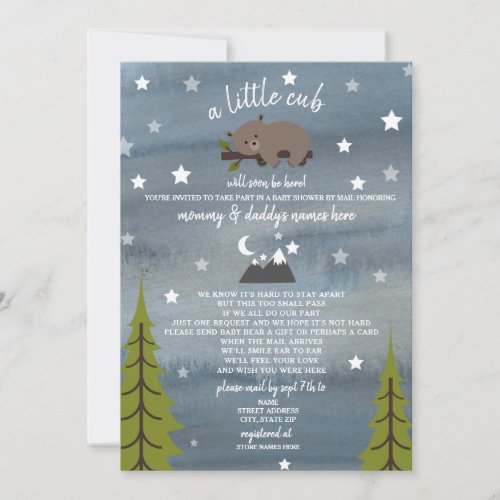 Social Distancing Baby Shower By Mail Bear Invitation