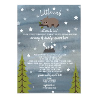 Social Distancing Baby Shower By Mail Bear Invitation