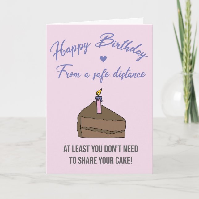 Social Distancing Birthday Cake Card (Front)