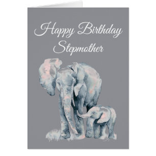 Social Distancing Birthday Stepmother Elephants Cards