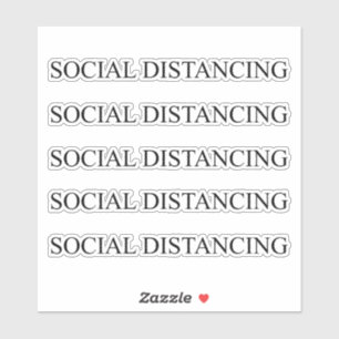 Social distancing black elegant serif typography 5 sticker